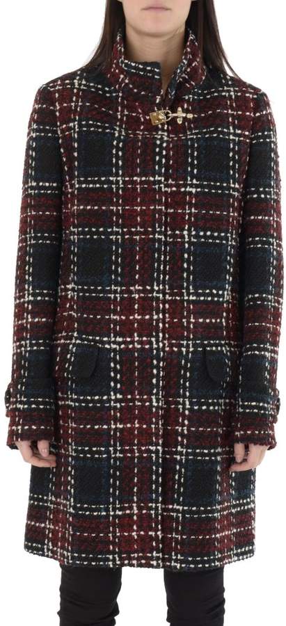 Red Navy Check Coat