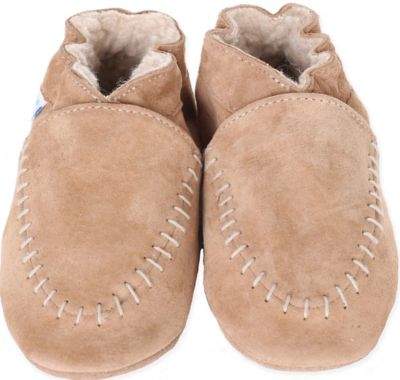 Size 2-3Y Soft Sole Cozy Moccasin in Taupe