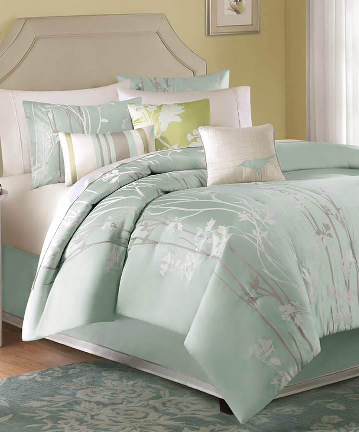Green Floral Seven-Piece Comforter Set