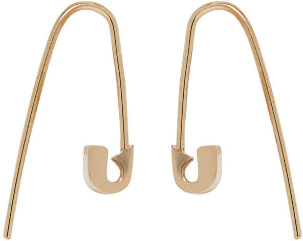 Gold Tiny Safety Pin Hook Earrings