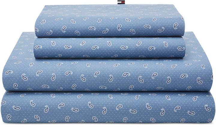 Tossed Paisley Blue Full Sheet Set Bedding