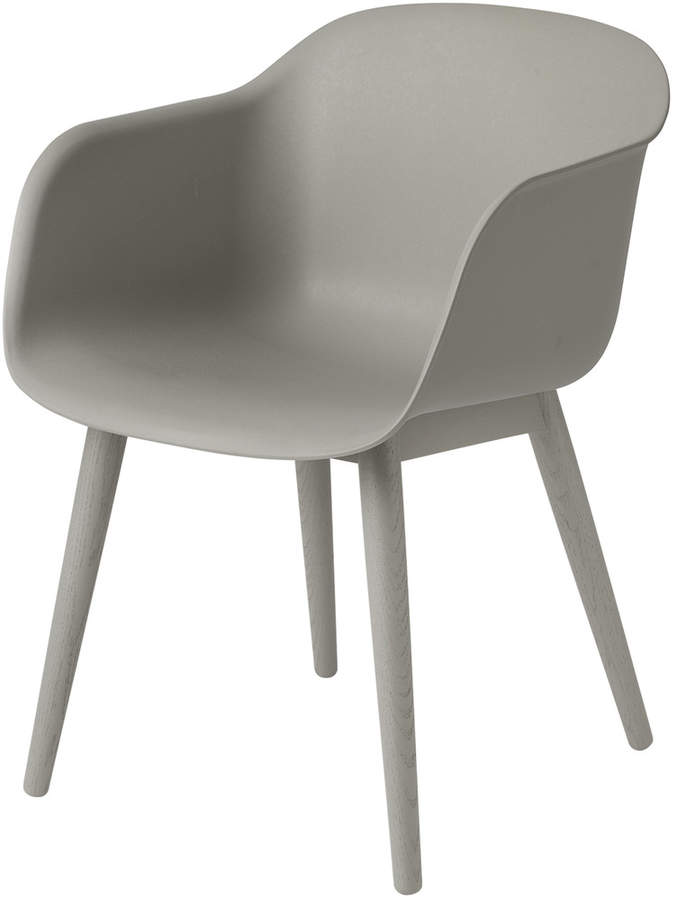 Muuto – Fiber Chair – Wood Base, Grau / Grau