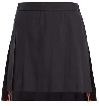 Pleated wool-blend mini-skirt