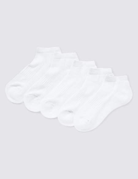 5 Pairs of FreshfeetTM Cotton Rich Cushioned Trainer Liner Socks (5-14 Years)