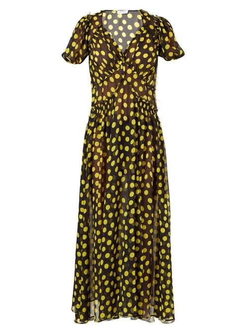 Polka-dot silk-chiffon dress