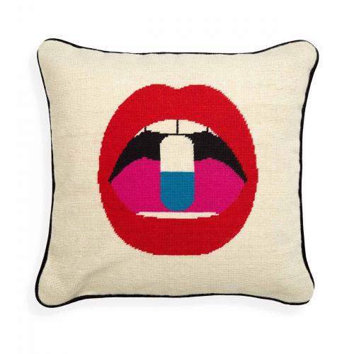Kissen Lips Full Dose Needlepoint Throw Pillow von