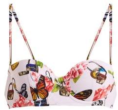 Floral-print balconette bikini top