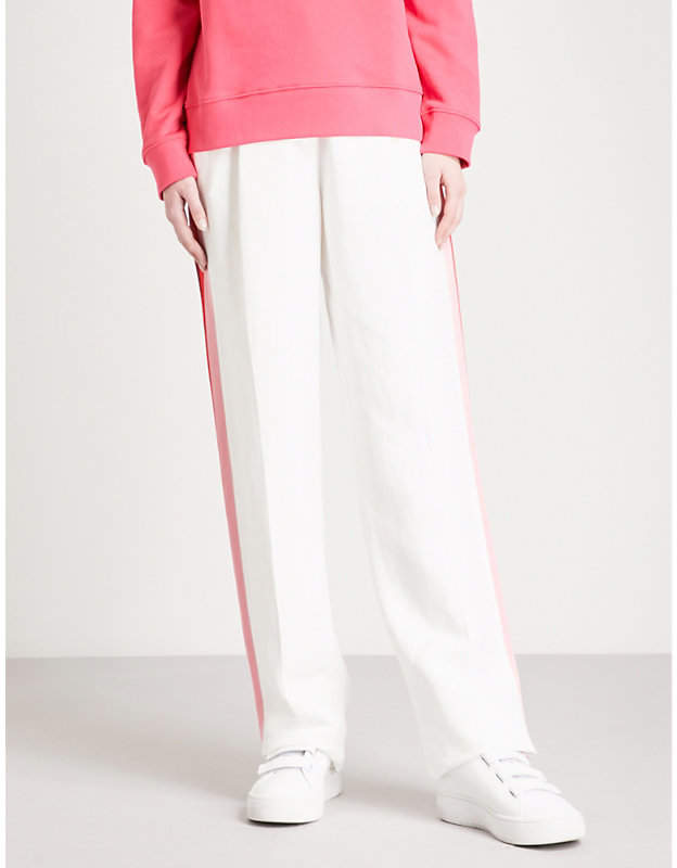 Side-stripe straight high-rise woven trousers