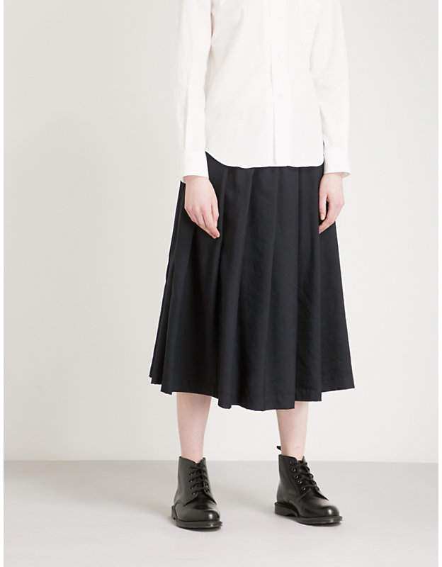 Comme Comme Des Garcons Pleated high-rise woven-twill midi skirt