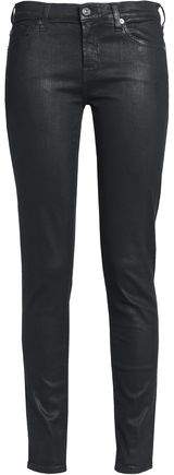 Coated Mid-Rise Skinny Jeans