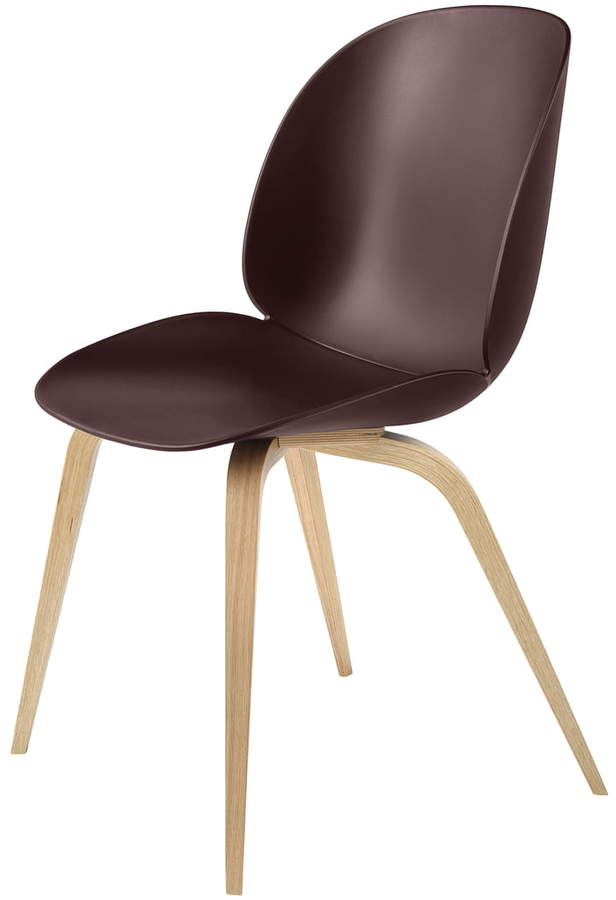 Gubi - Beetle Dining Chair, Wood Base, Eiche / dark pink