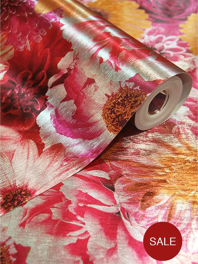 ARTHOUSE Foil In Bloom Wallpaper – Fuchsia