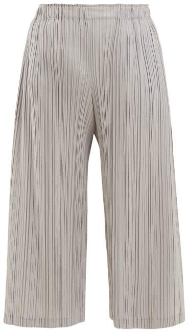 Wide-leg pleated cropped trousers