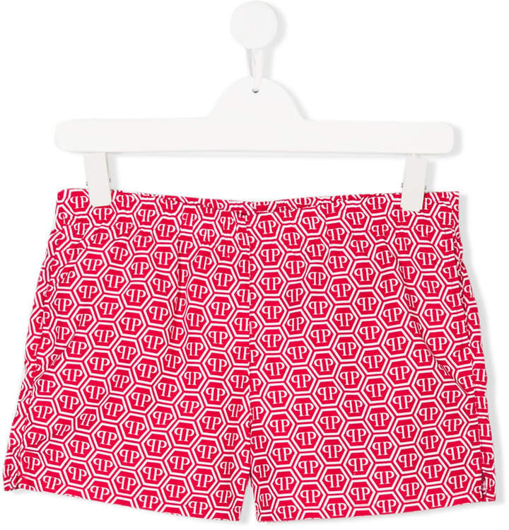 Philipp Plein Junior Teen logo swim trunks