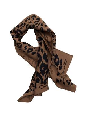 Oscar de la Renta Leopard Wool-Blend Scarf