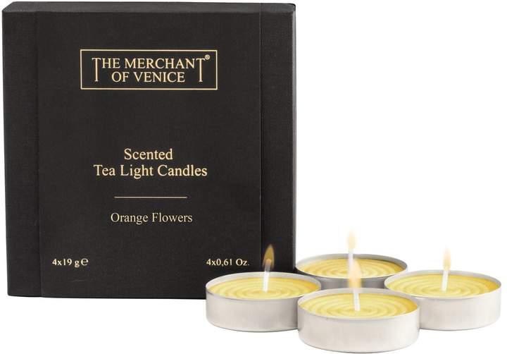 The Merchant Of Venice Orange Flower Tea Lights (Set of 4), Black