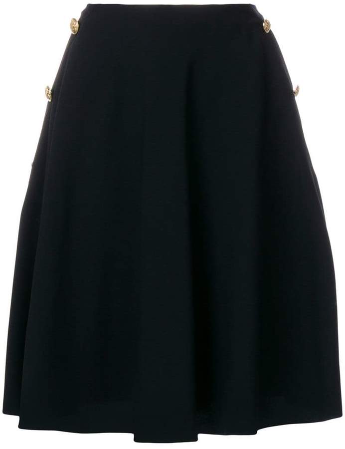 button detail A-line skirt