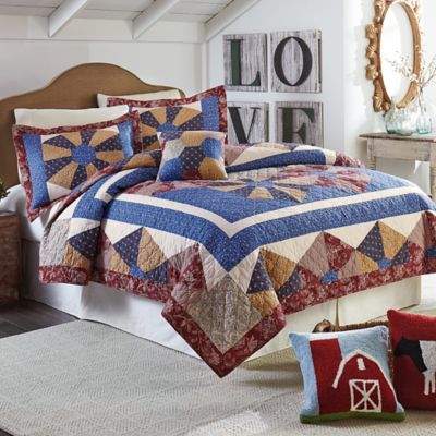 Mary Jane's Home Busy Bee Full/Queen Quilt in Blue/Red