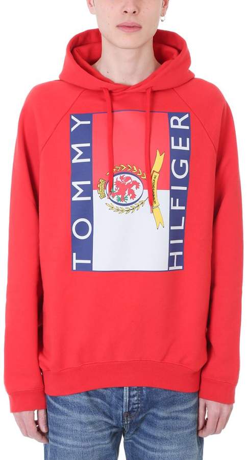 Tommy Red Cotton Hoodie