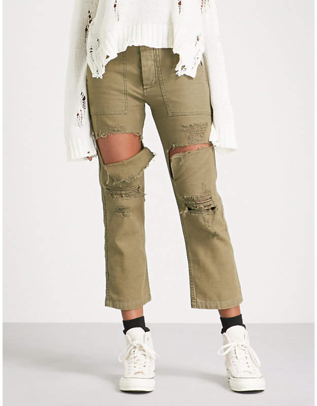 Bowie slim-fit mid-rise cotton trousers