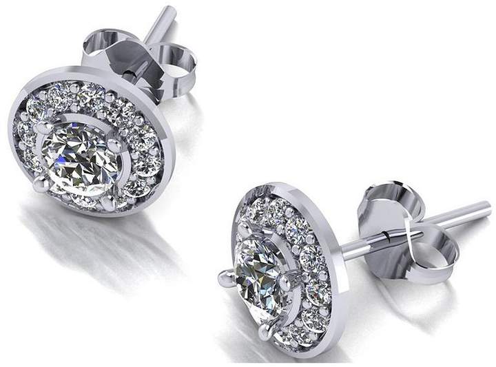 Moissanite Platinum 0.78ct Total Halo Earrings