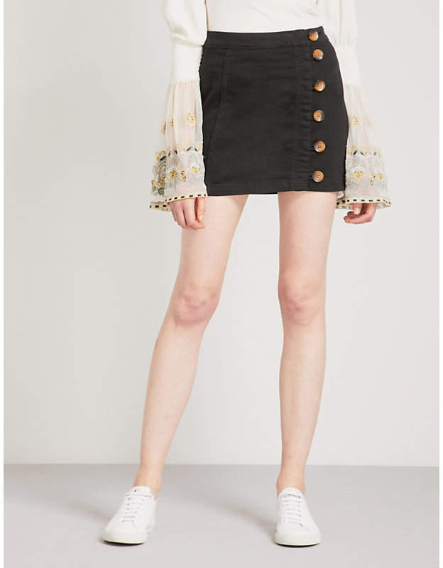 Little Daisies cotton-blend mini skirt