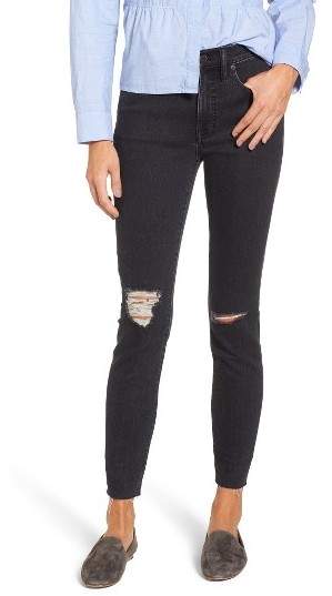  10-Inch High Rise Ripped Skinny Jeans