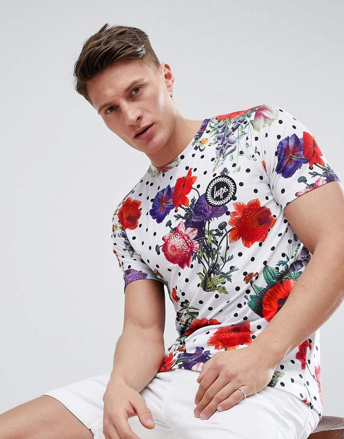 – Muskel-T-Shirt mit Punkt- und Blumenmuster