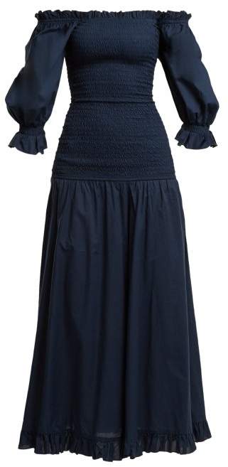 RHODE RESORT Eva off-the-shoulder smocked dress