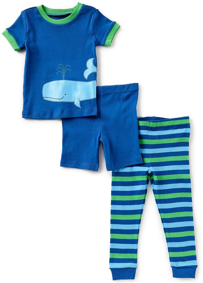 Baby Boys 12-24 Months Whale Pajama Tee, Striped Pajama Pants & Solid Pajama Shorts Set