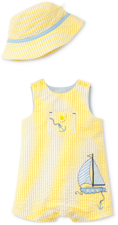 2-Pc. Sailboat Cotton Sunsuit and Hat Set, Baby Boys