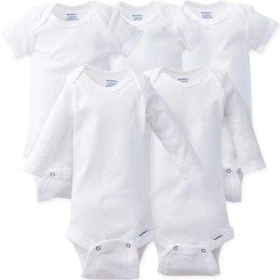 ONESIES® Brand Size 0-3M 5-Pack Short and Long Sleeve Bodysuits in White