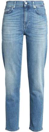 Embroidered High-Rise Slim-Leg Jeans