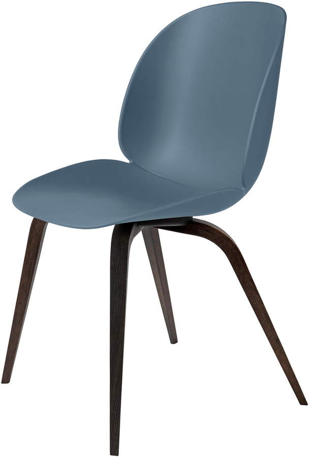 Gubi - Beetle Dining Chair, Wood Base, Eiche geräuchert / Blaugrau
