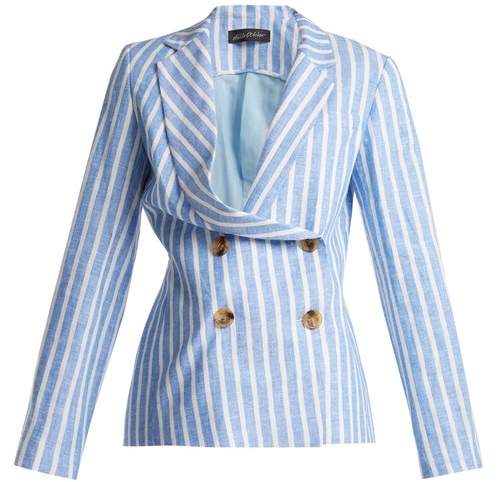 ANNA OCTOBER Asymmetric double-breast linen blazer