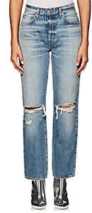 Adaptation Women's Distressed Wide-Leg Crop Jeans - Blue Size 26