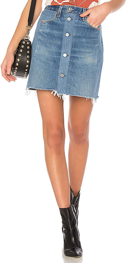LEVI'S High Waisted Button Front Mini Skirt.