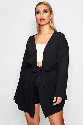 Plus Maddie Crepe Wide Sleeve Tie Blazer