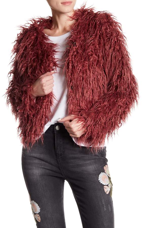 Romeo & Juliet Couture Fluffy Long Faux Fur Coat
