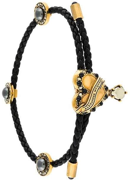 Geflochtenes Lederarmband mit Herzapplikation