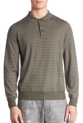... Brunello Cucinelli Slim-Fit Striped Long Sleeve Polo