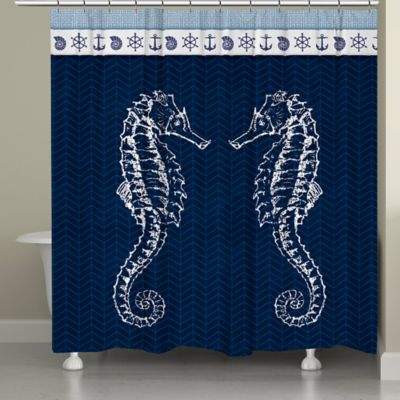 Laural Home® Seahorses Shower Curtain in Blue