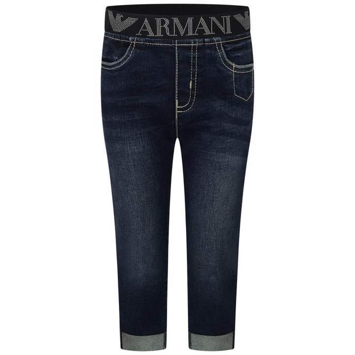 Armani JuniorBaby Boys Blue Branded Waist Denim Jeans