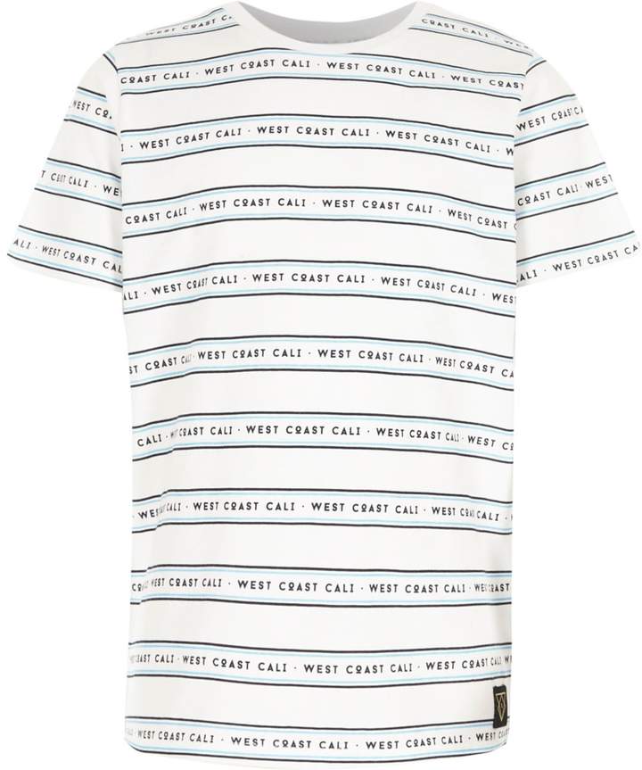 Boys White 'west coast' stripe print T-shirt
