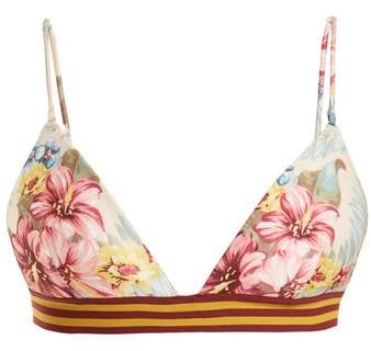 Kali hibiscus floral-print triangle bikini top