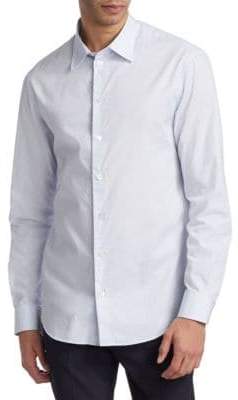 Fancy White & Light Blue Button-Down