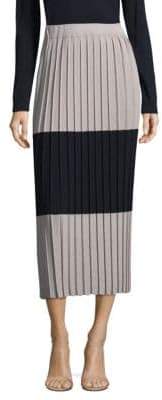 Colorblock Silk and Cotton Maxi Skirt