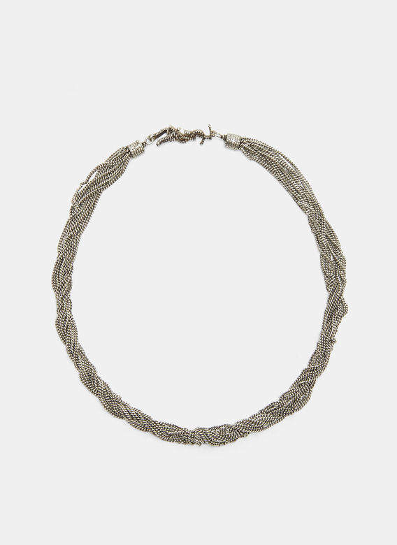 Loulou Twisted Chain Choker Necklace in Silver