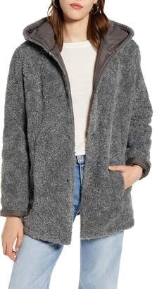 Halogen Reversible Faux Fur Hooded Coat