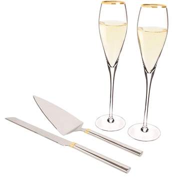 Monogram Champagne Flutes & Cake Server Set